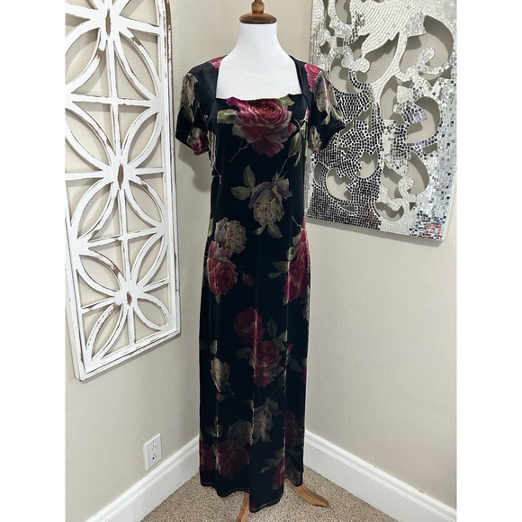 dressbarn Dresses & Skirts - Y2K Dressbarn size 12 Velvet Floral Witchy Grunge Whimsigoth Fairy Maxi Dress